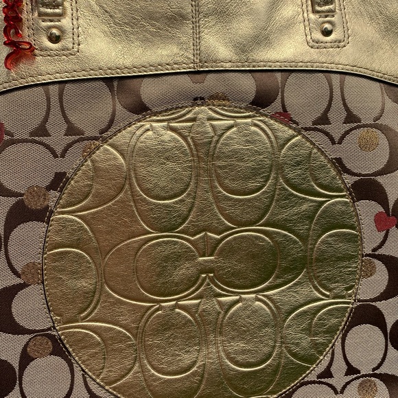 Gold Coach Tote Laura Signature Like New - Picture 2 of 8
